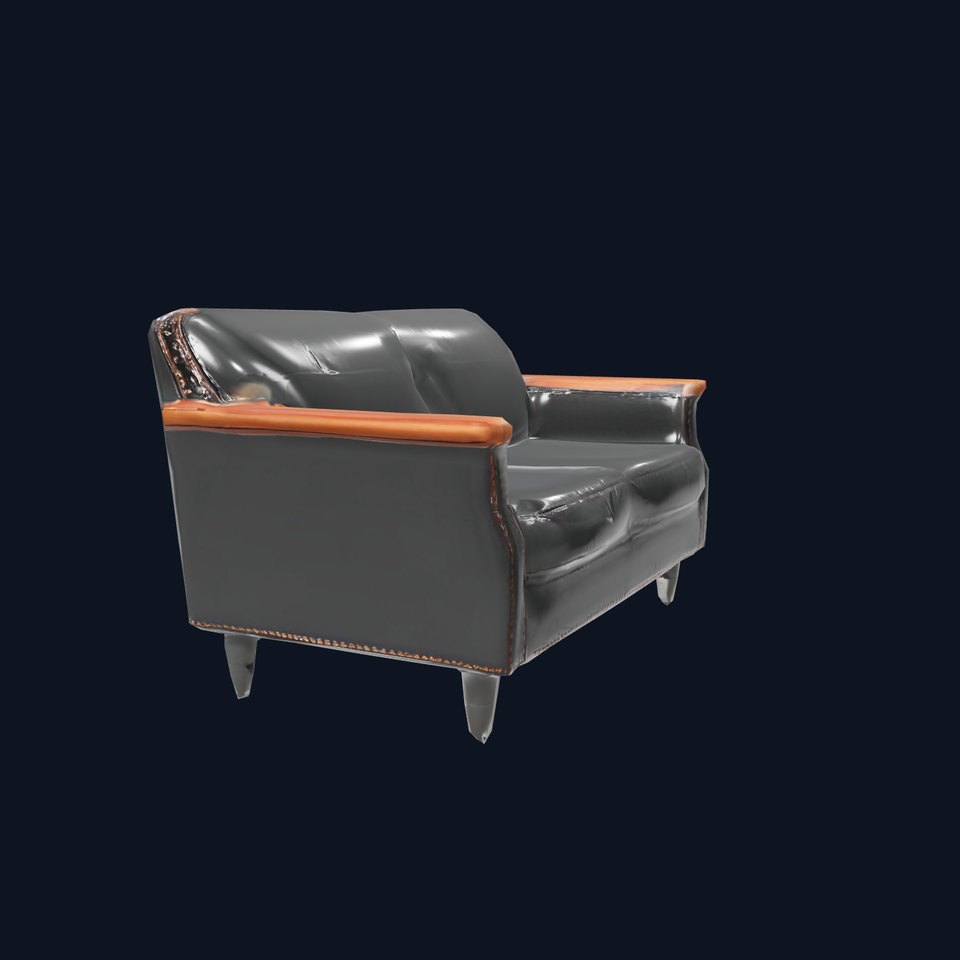 Elegant Black Leather Sofa model pack